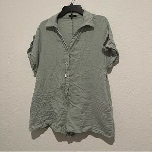 Paper Closet Cotton Gauzy Romper in Sage Green Size 8